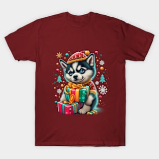 Cute Husky For Christmas T-Shirt